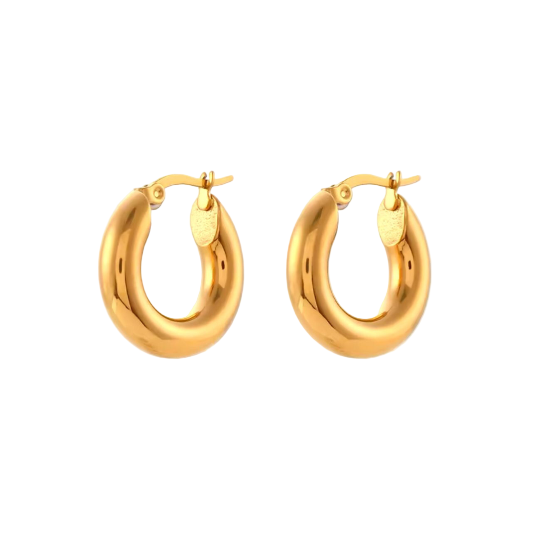 18K Gold Chunky Minimalist Hoop Earrings – Modern Jewelry Icon