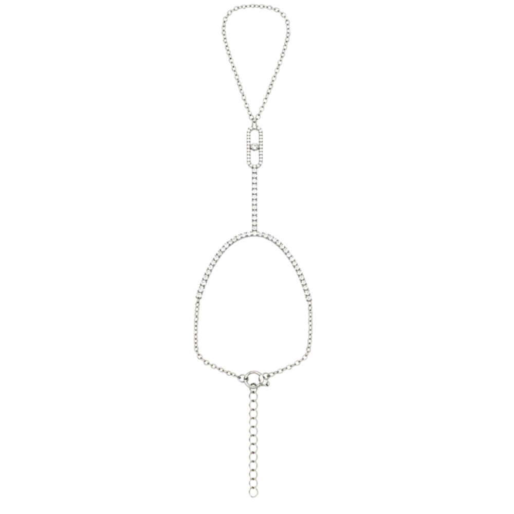 Celeste Diamond Hand Chain Bracelet Silver