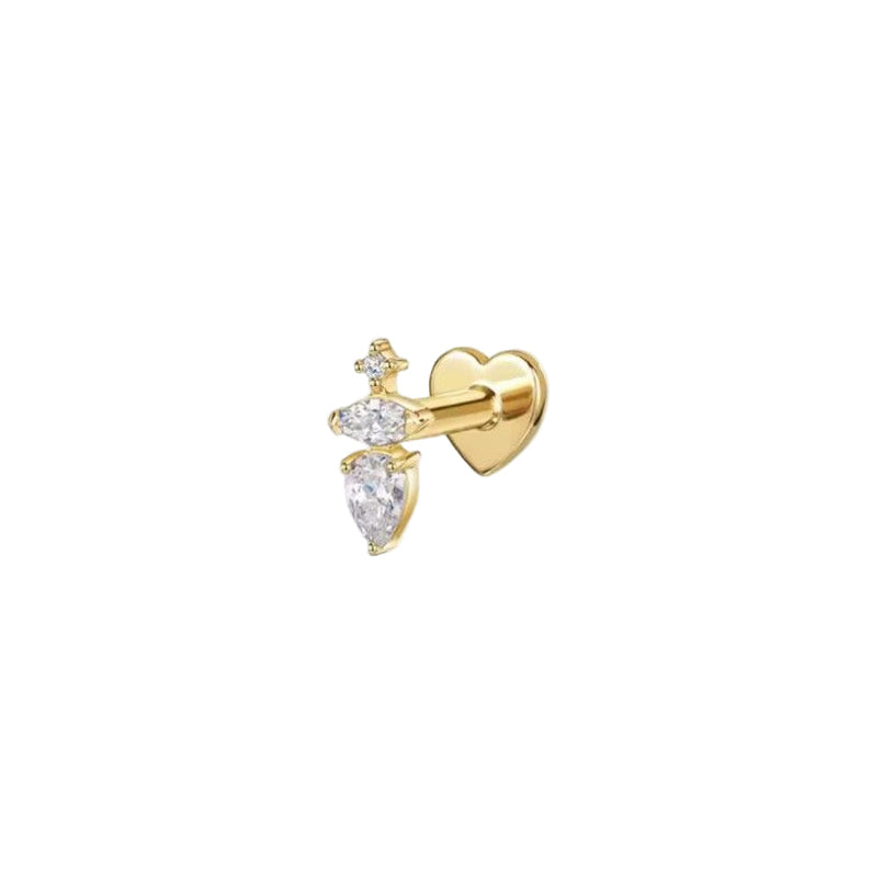 Flat Head Cartilage Piercing Stud Earring 925 Sterling Silver Mini Star Teardrop
