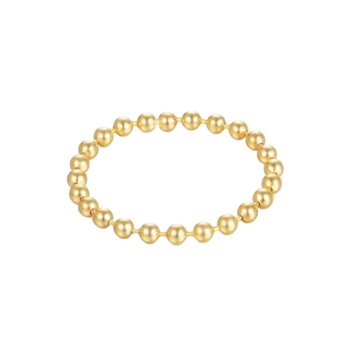 Golden Bead Stretch Ring 925 Sterling Silver on a white background