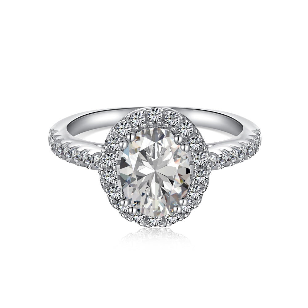 5A CZ - Oval Halo Ring