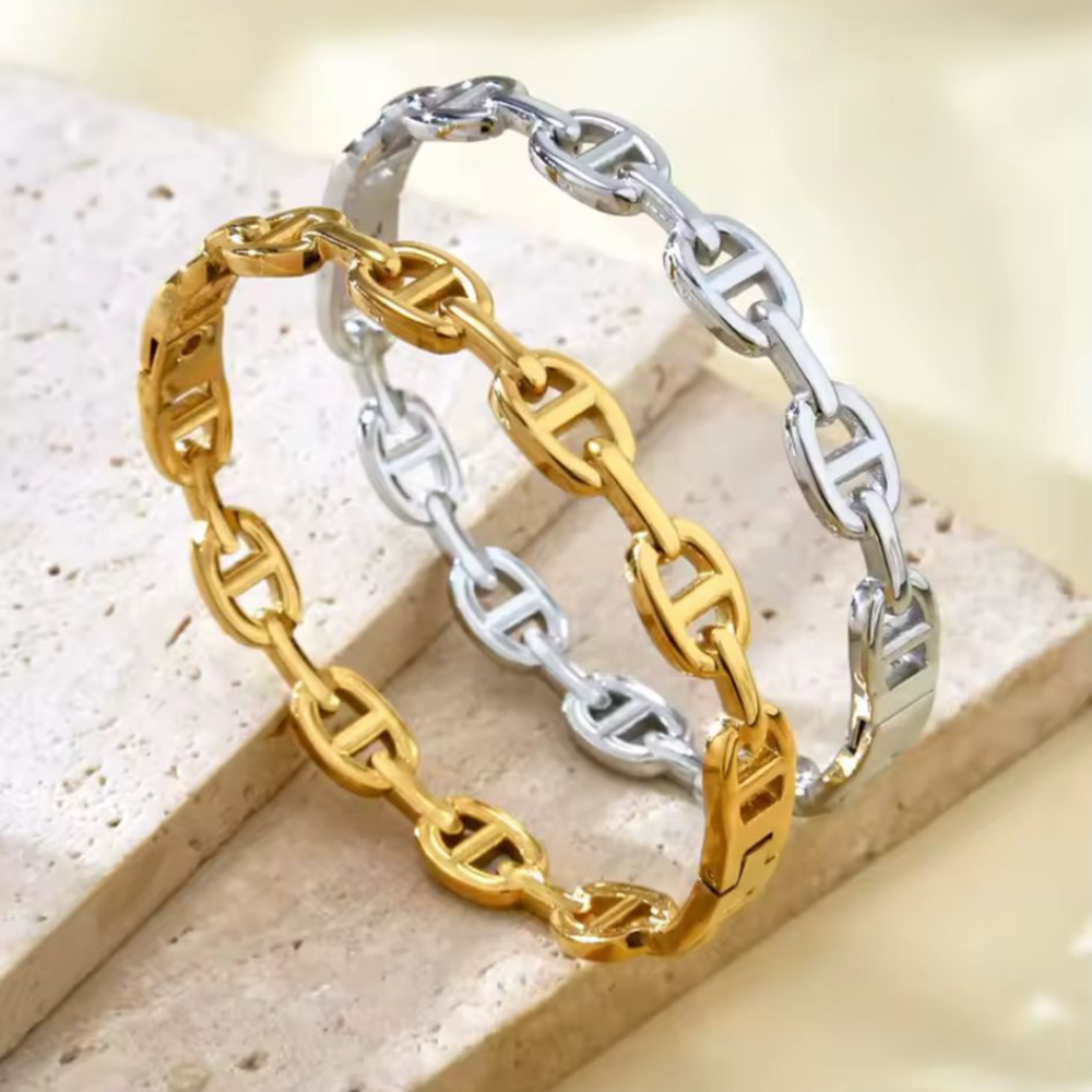 Links Bangle 18k Gold Plated Stainless Steel (GoldSilver)