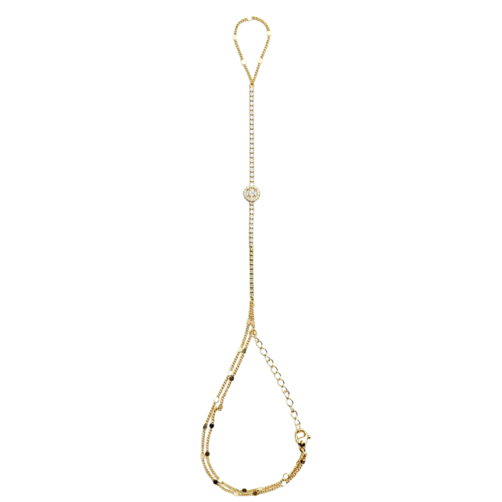 Luna Halo Hand Chain Bracelet (Gold)