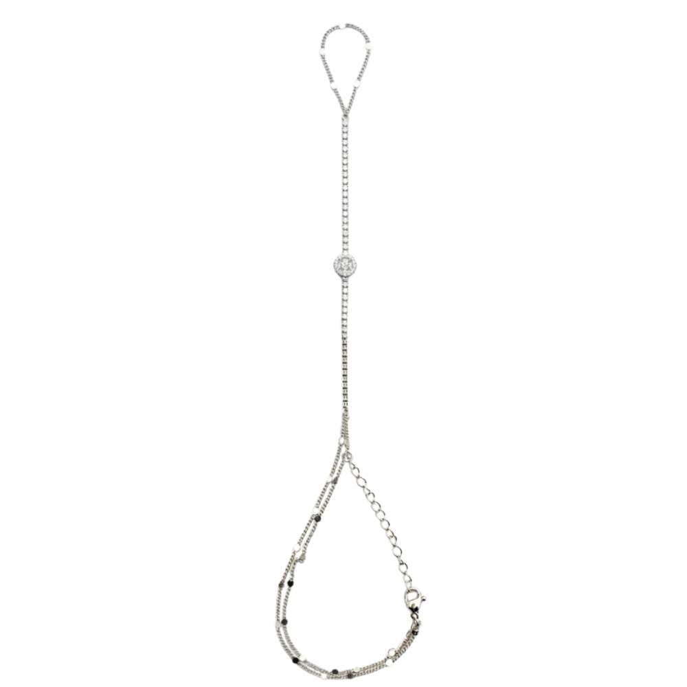 Luna Halo Hand Chain Bracelet (Silver)