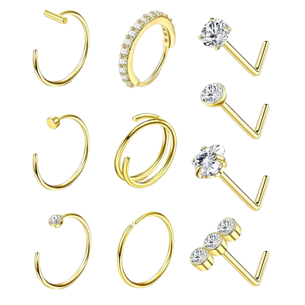 Nose Ring Studs & Hoops, Hypoallergenic Stainless Steel