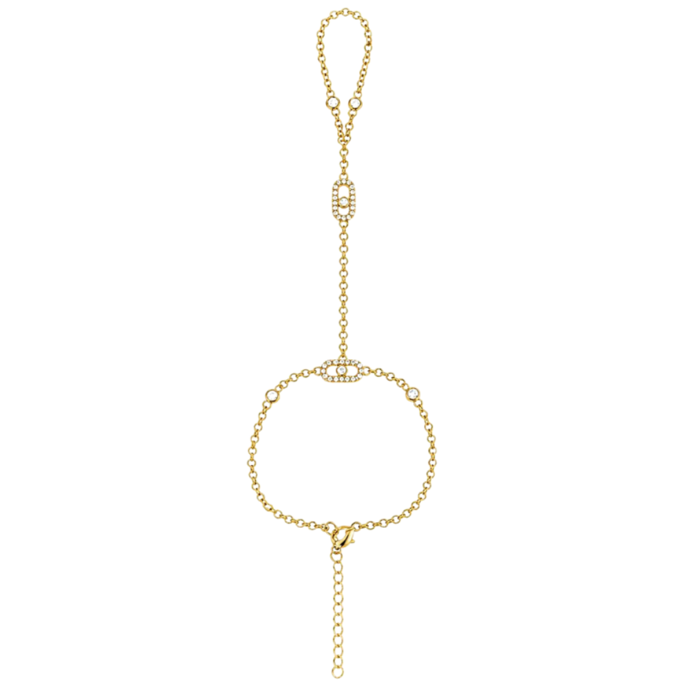 Orbit Link Hand Chain Bracelet (Gold)