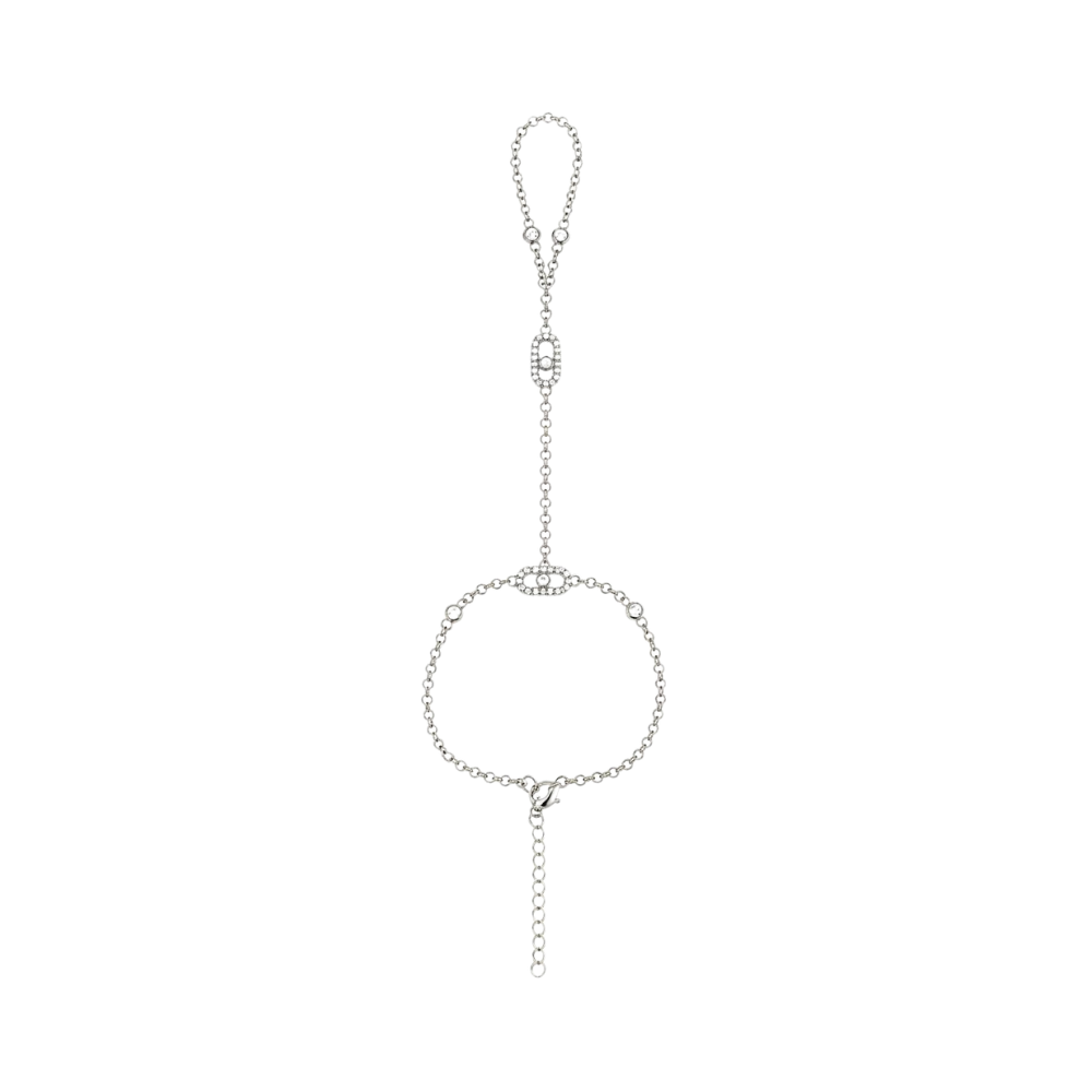 Orbit Link Hand Chain Bracelet (Silver)
