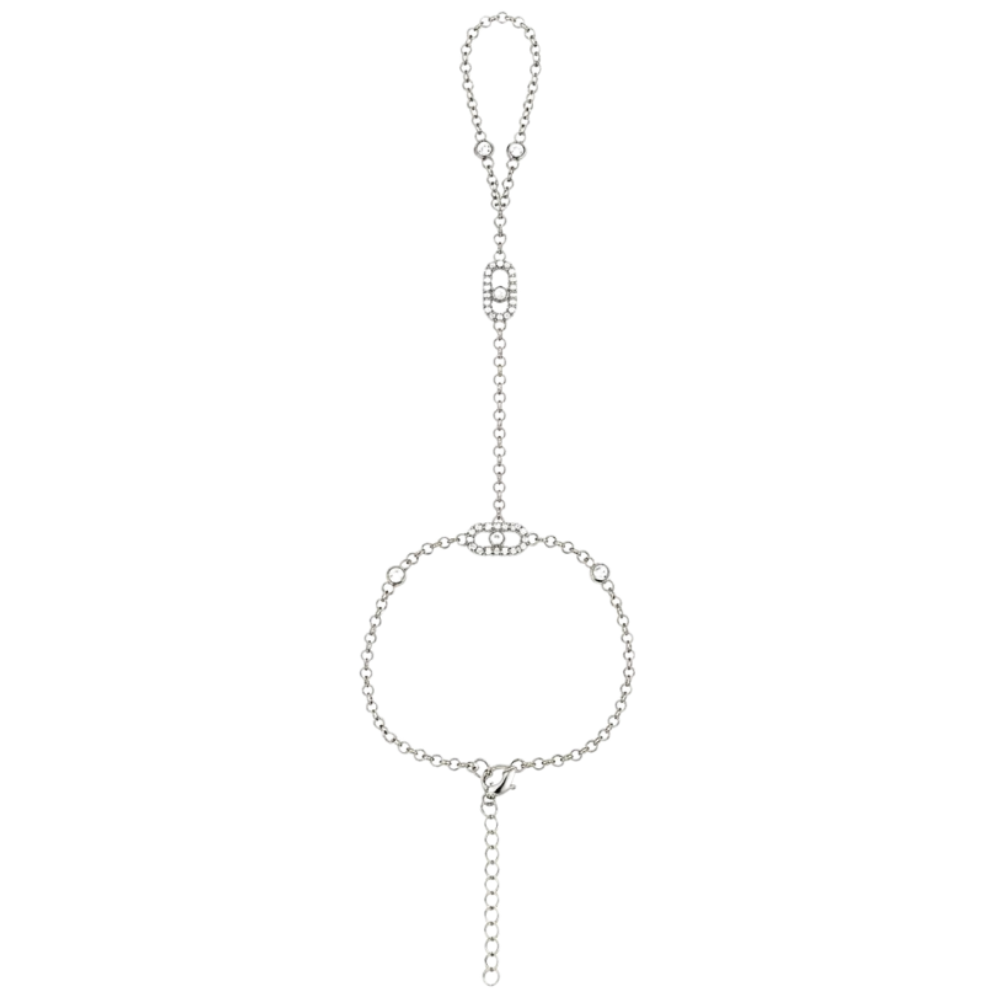 Orbit Link Hand Chain Bracelet (Silver)