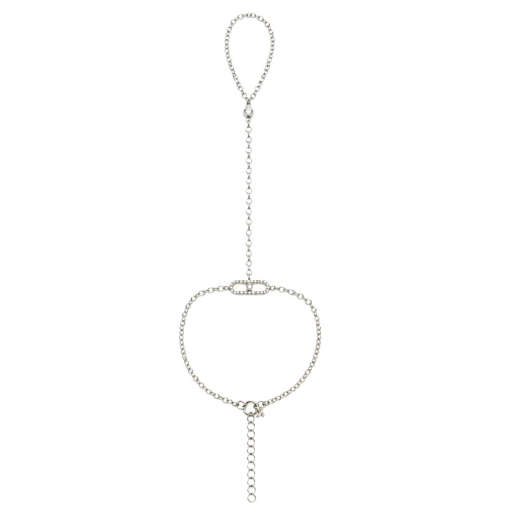 Veil Drop Hand Chain Bracelet (Silver)