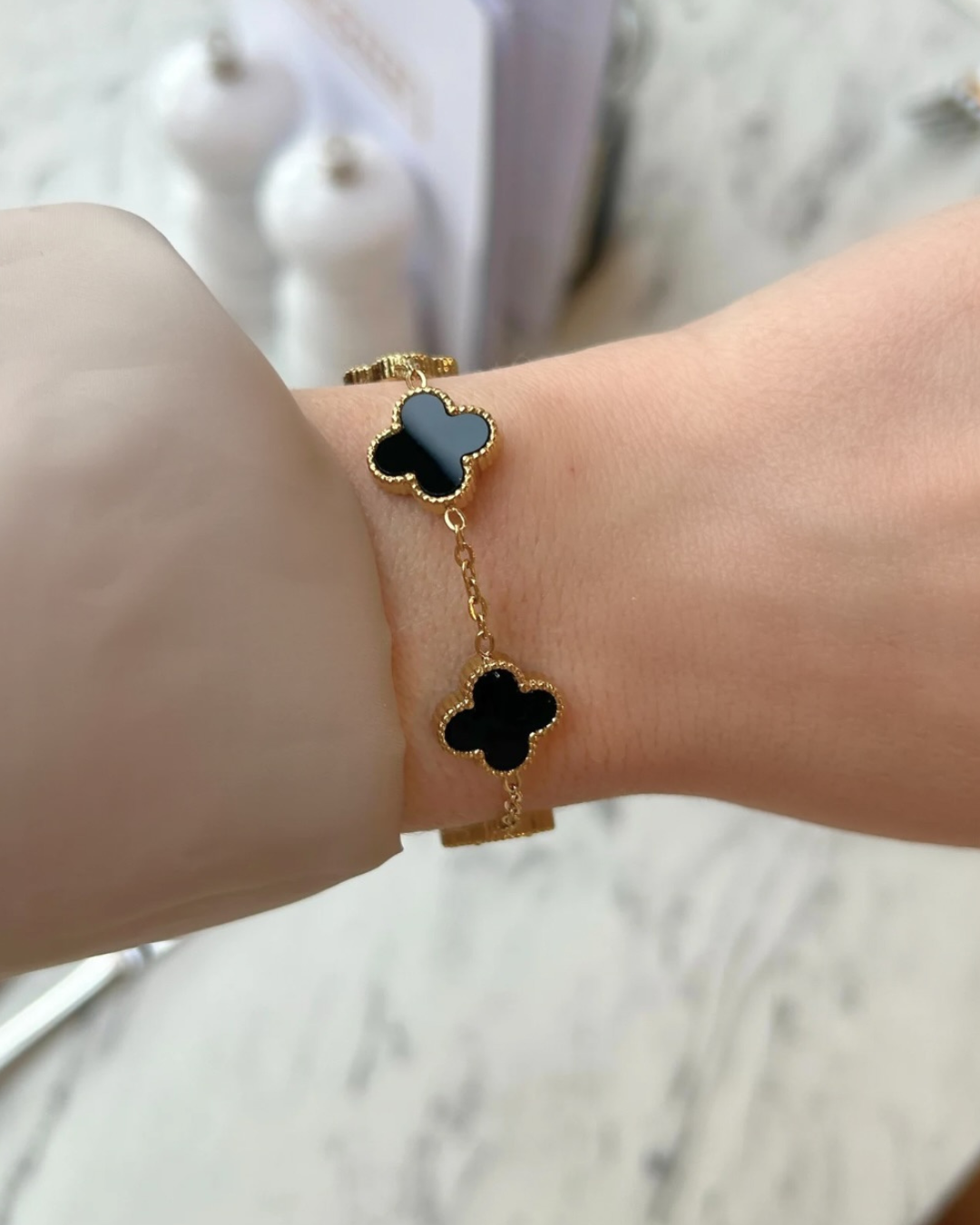 4 Leaf Clover Jewellery (Bracelet/Necklace/Studs) - 18k Gold Plated - Stainless Steel
