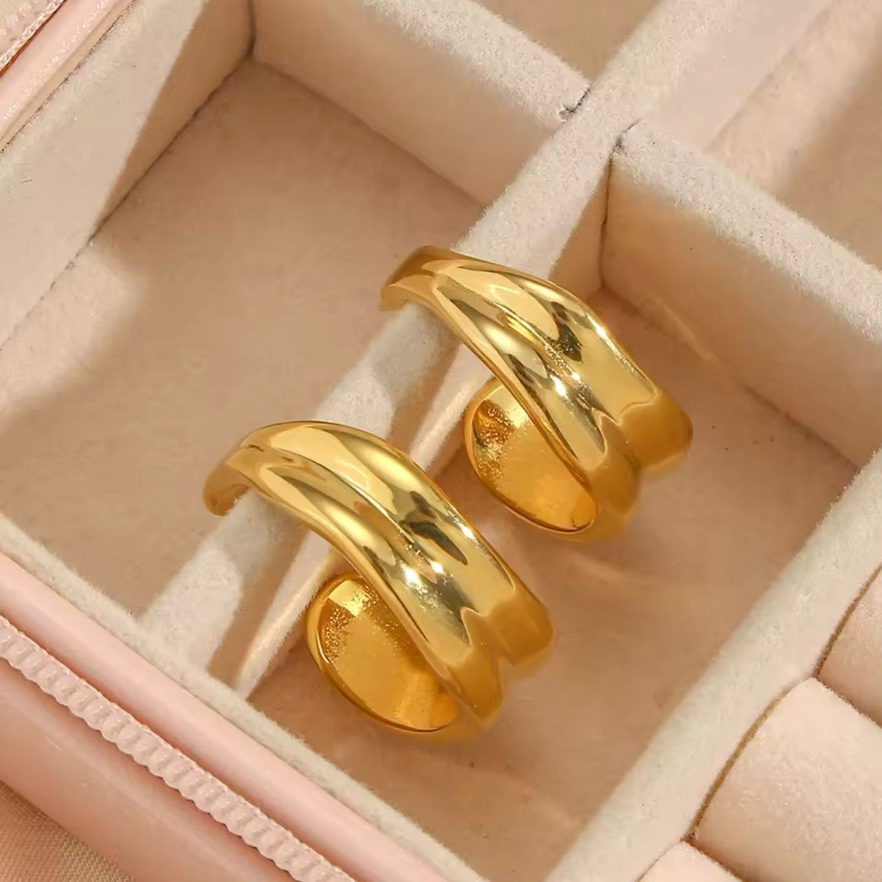 Sculpted Loop Hoops 18K Gold Plated Stainless Steel