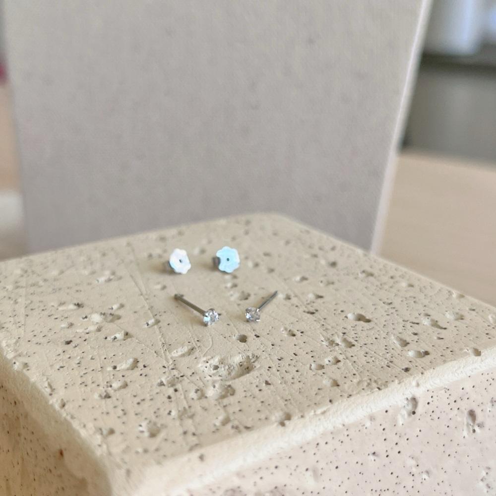 A pair of Luxe Stud Earrings with white clear stones.