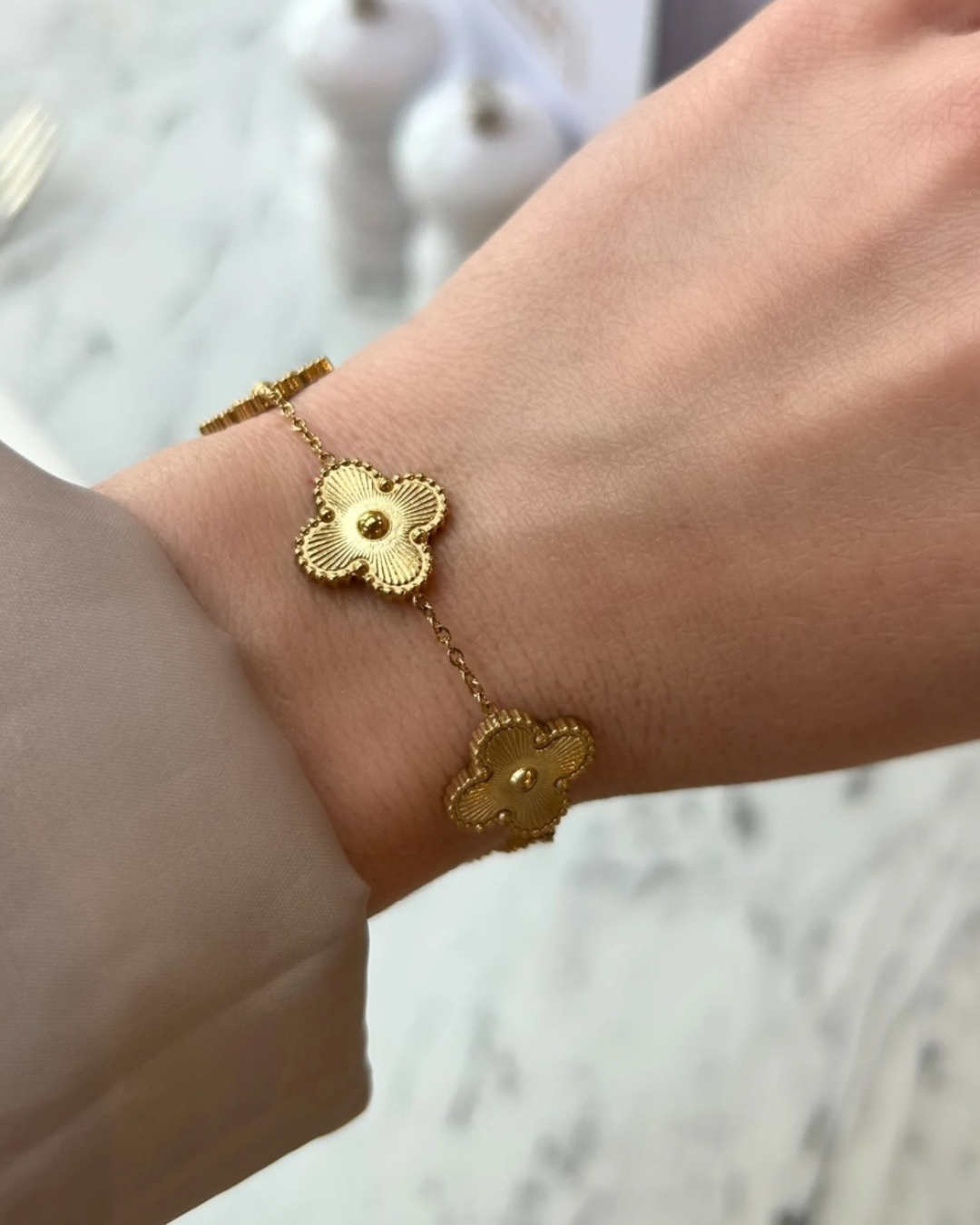 4 Leaf Clover Jewellery (Bracelet/Necklace/Studs) - 18k Gold Plated - Stainless Steel