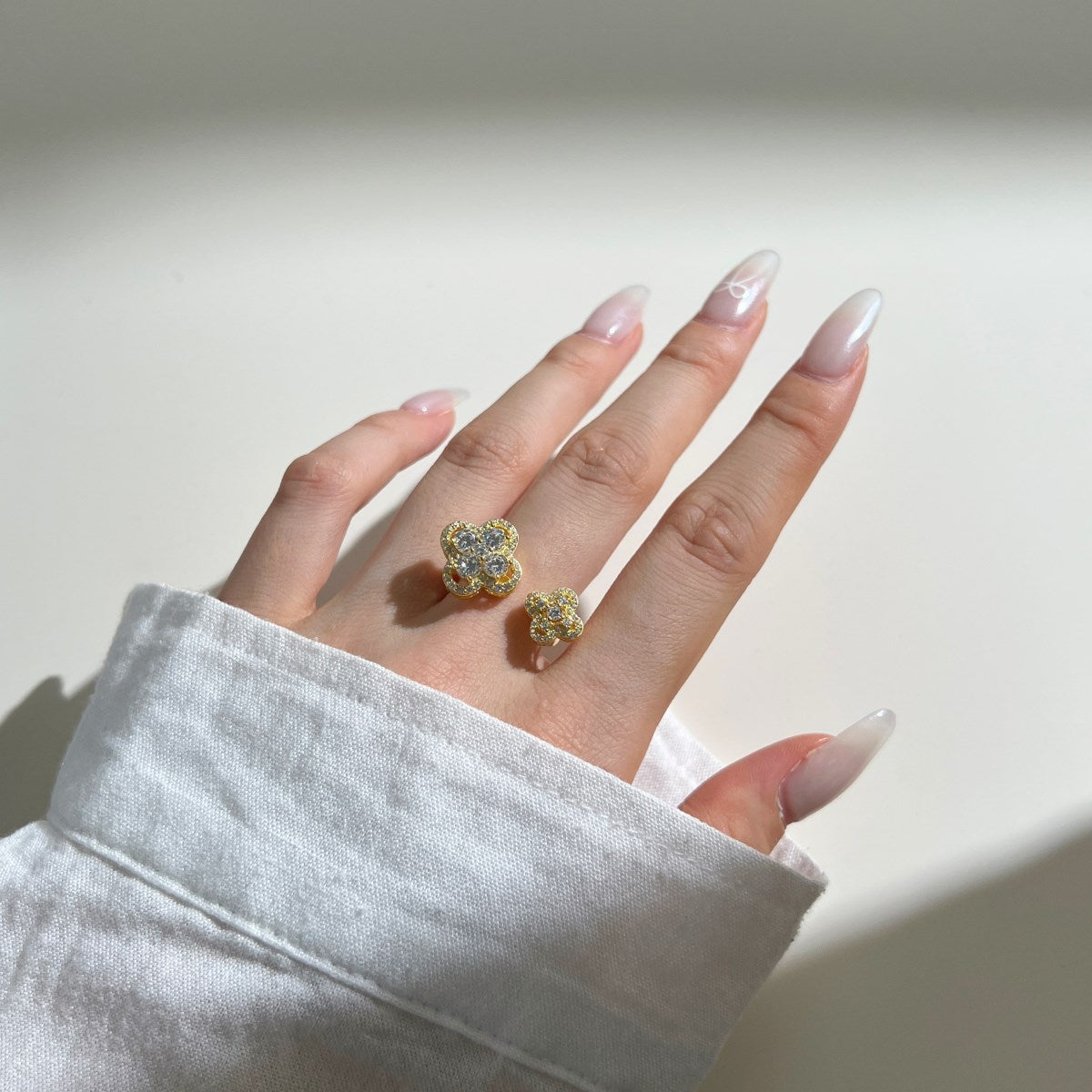 18k Gold Plated CZ – Twin Clover Ring