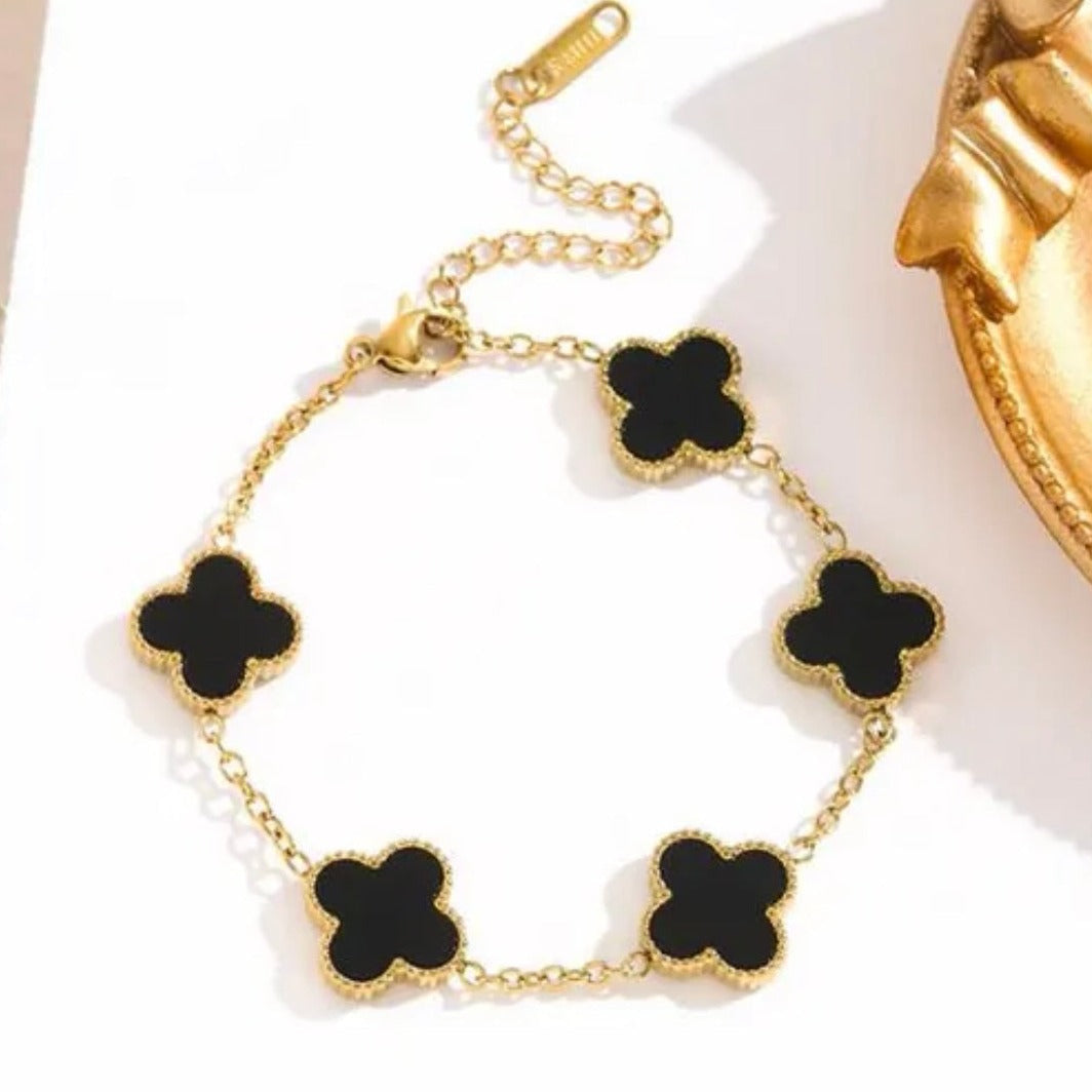 4 Leaf Clover Jewellery (bracelet Necklace Studs) - 18k Gold Plated 