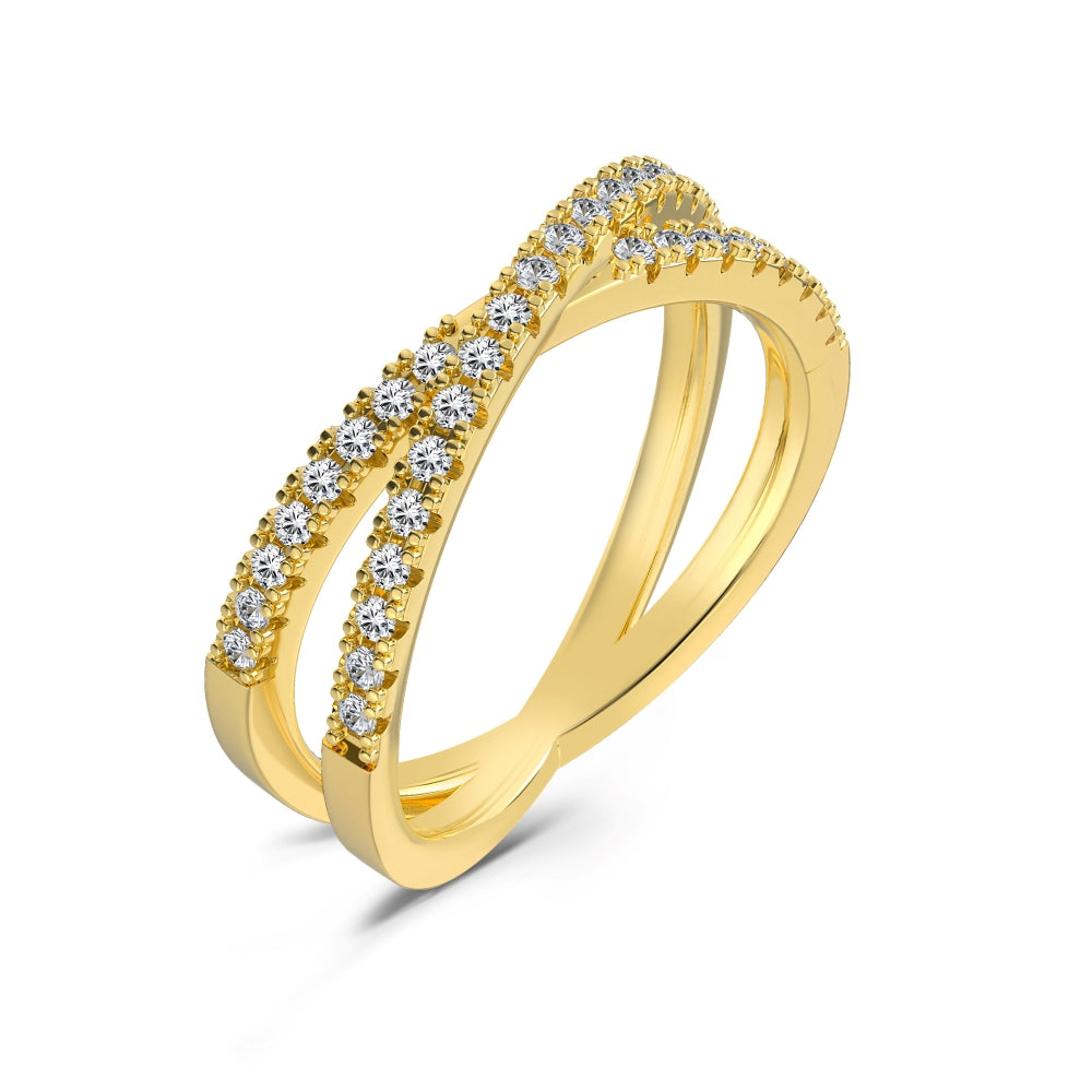 18k Gold Plated CZ - Criss-cross Ring