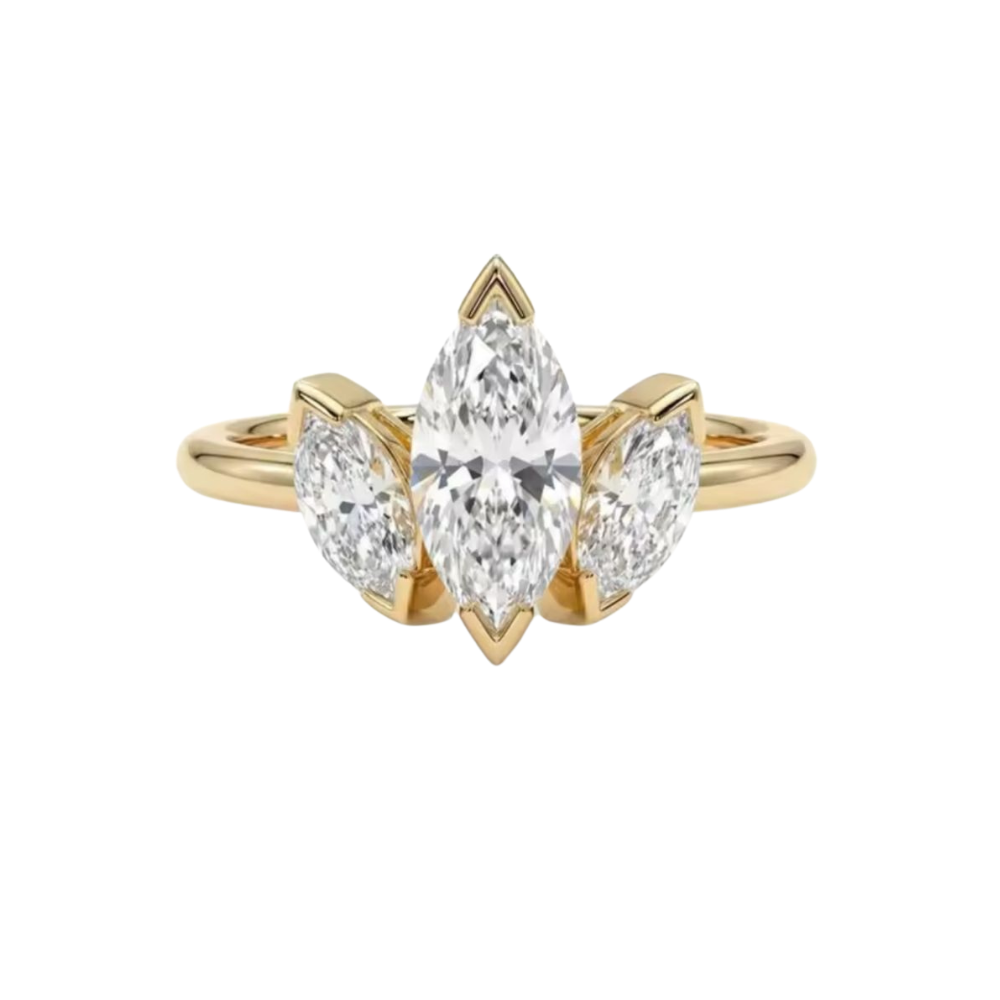 925 Sterling Silver Marquise Petal Ring