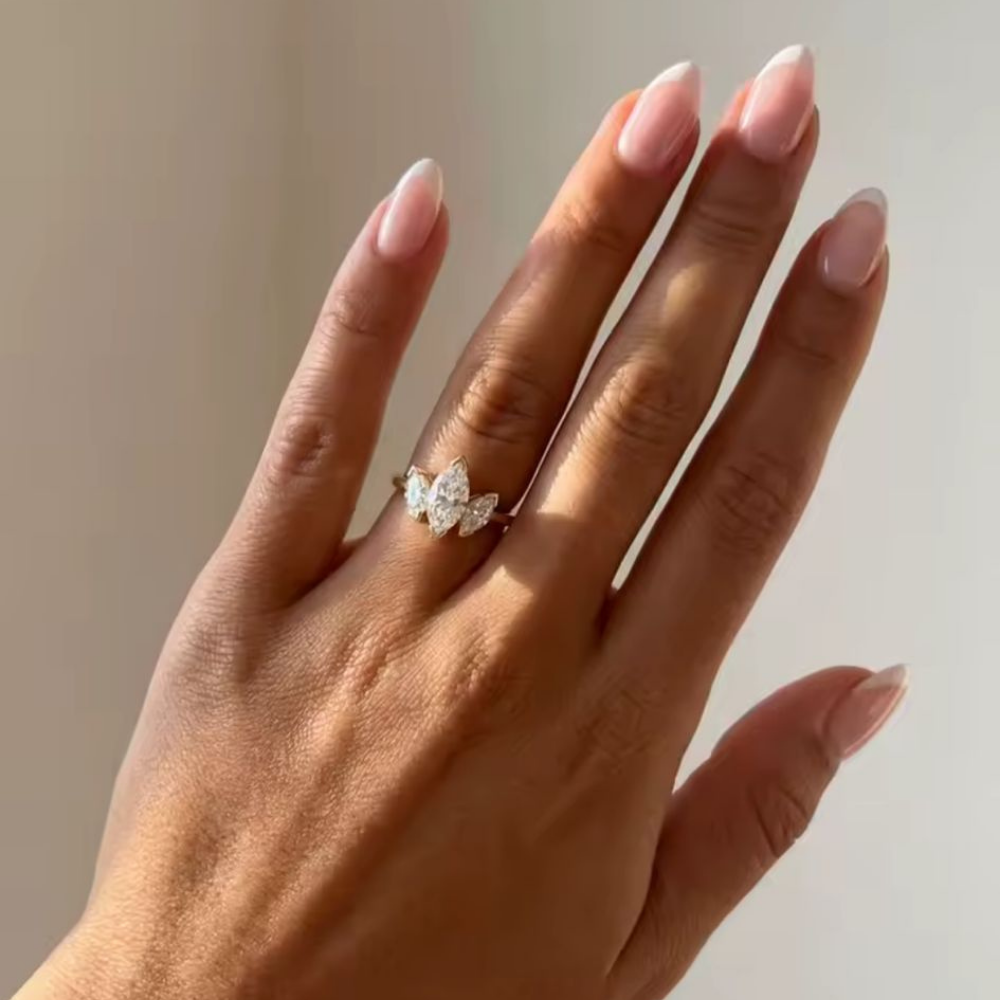 925 Sterling Silver Marquise Petal Ring