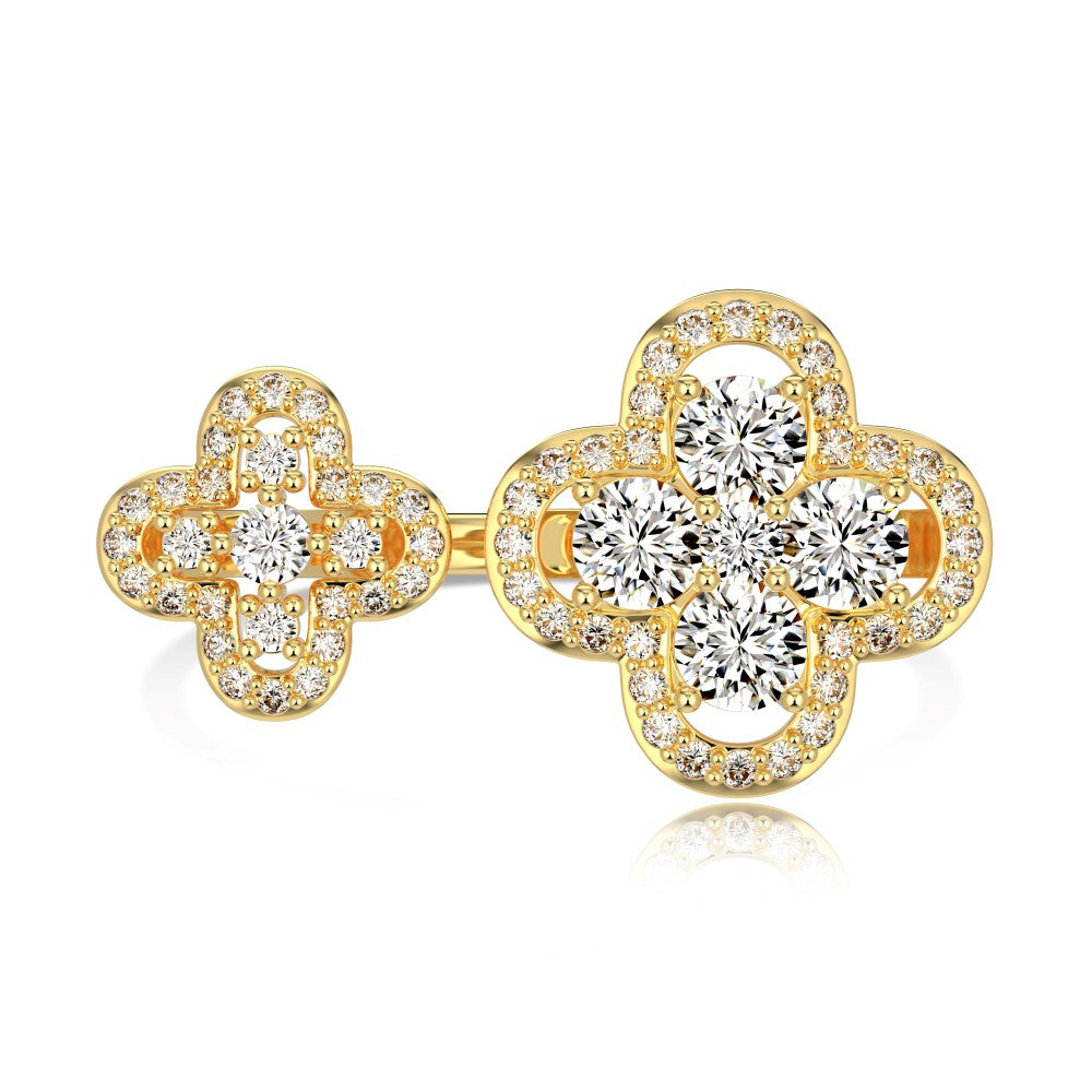 18k Gold Plated CZ – Twin Clover Ring