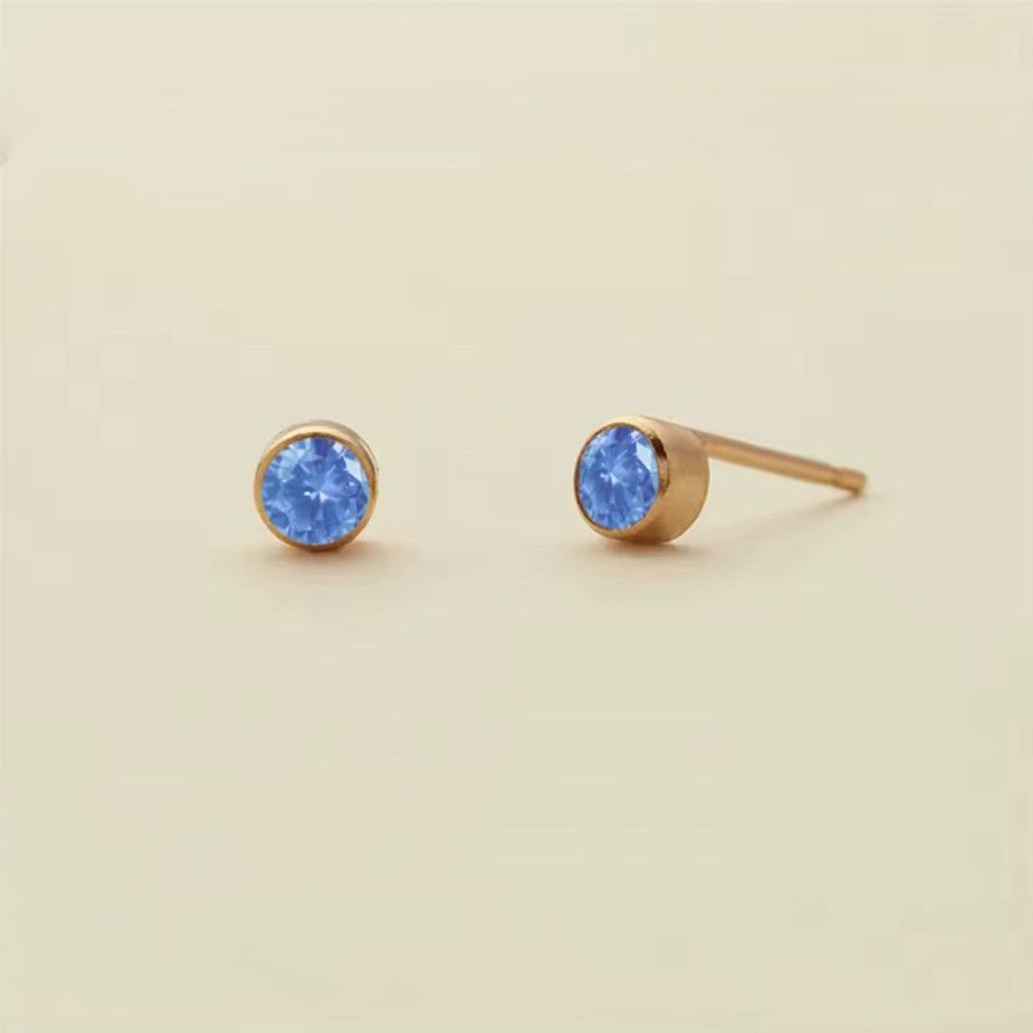 Birthstone Stud Earring – 4mm, 14K Gold Stainless Steel