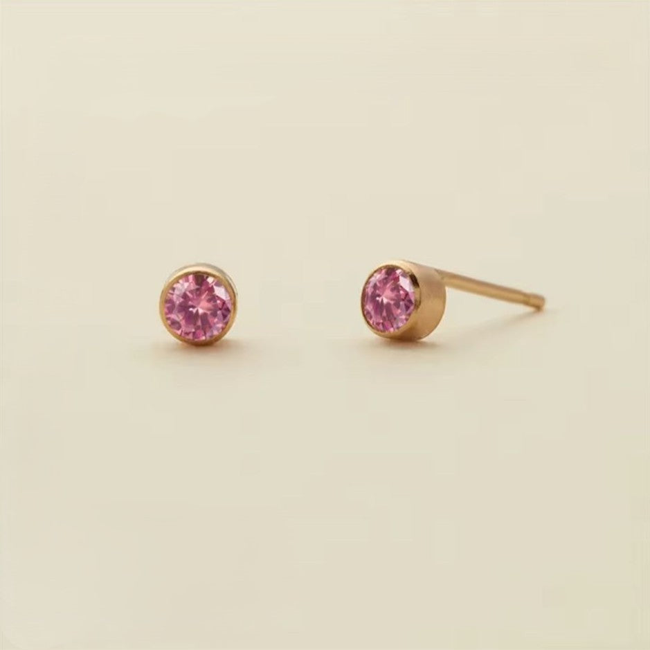 Birthstone Stud Earring – 4mm, 14K Gold Stainless Steel