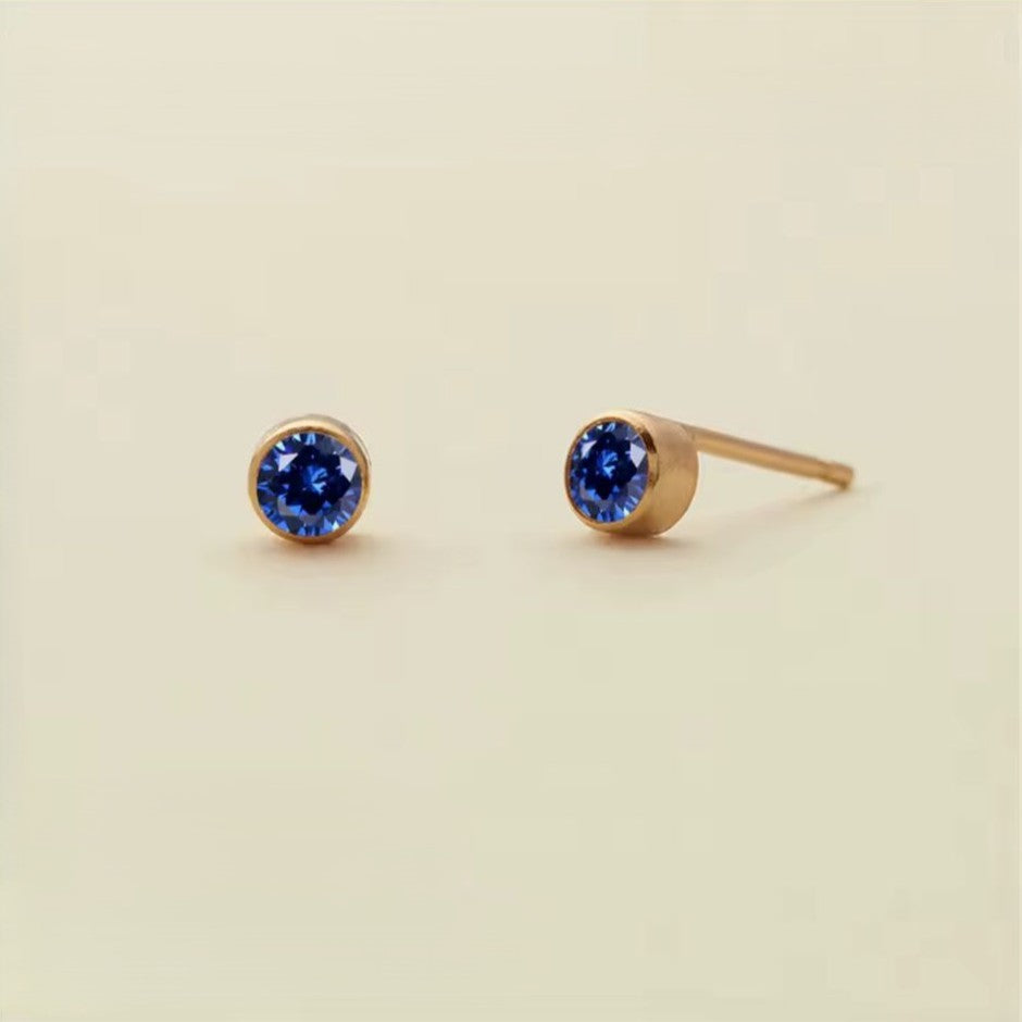 Birthstone Stud Earring – 4mm, 14K Gold Stainless Steel