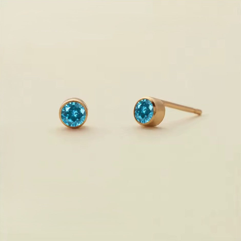 Birthstone Stud Earring – 4mm, 14K Gold Stainless Steel
