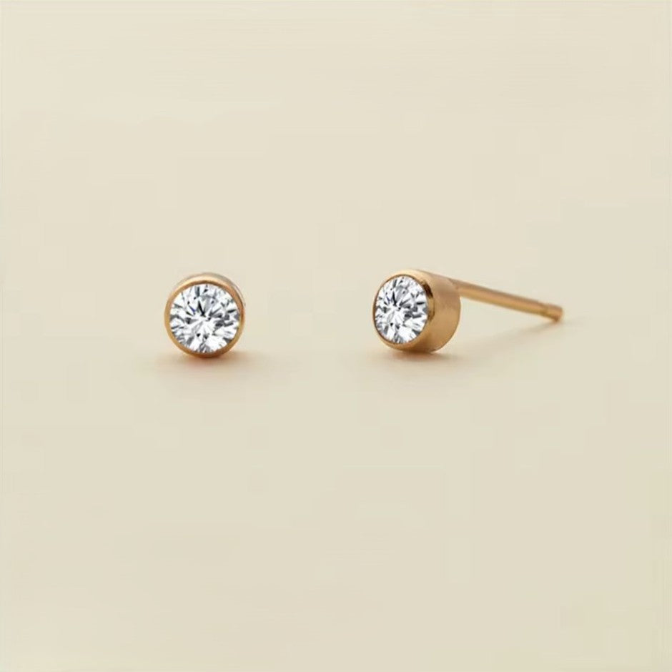 Birthstone Stud Earring – 4mm, 14K Gold Stainless Steel
