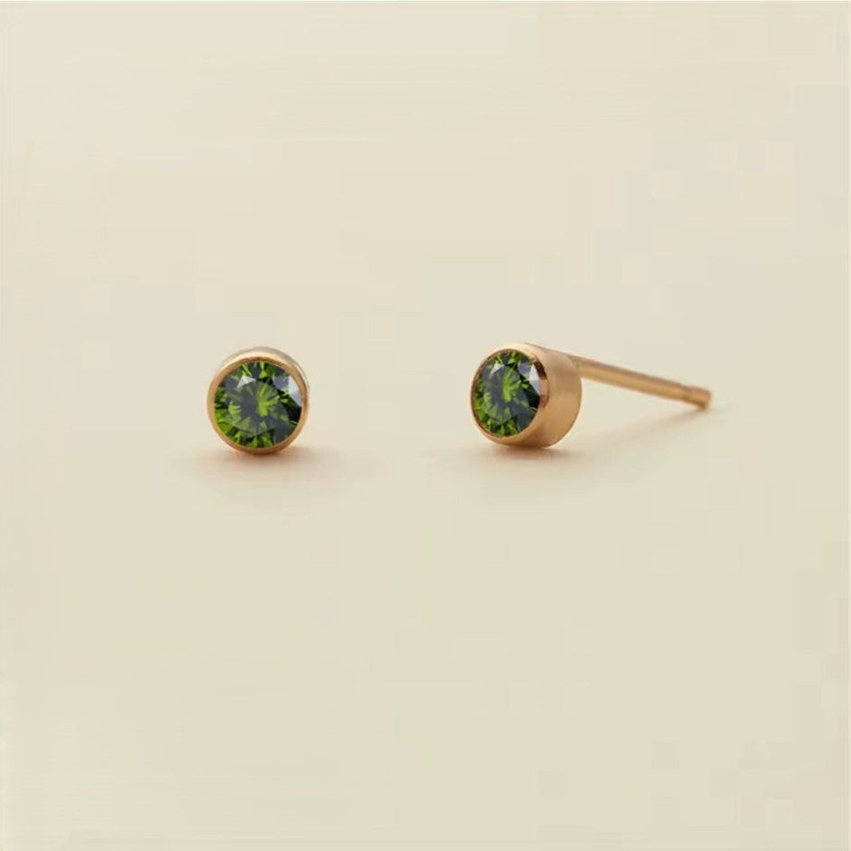 Birthstone Stud Earring – 4mm, 14K Gold Stainless Steel