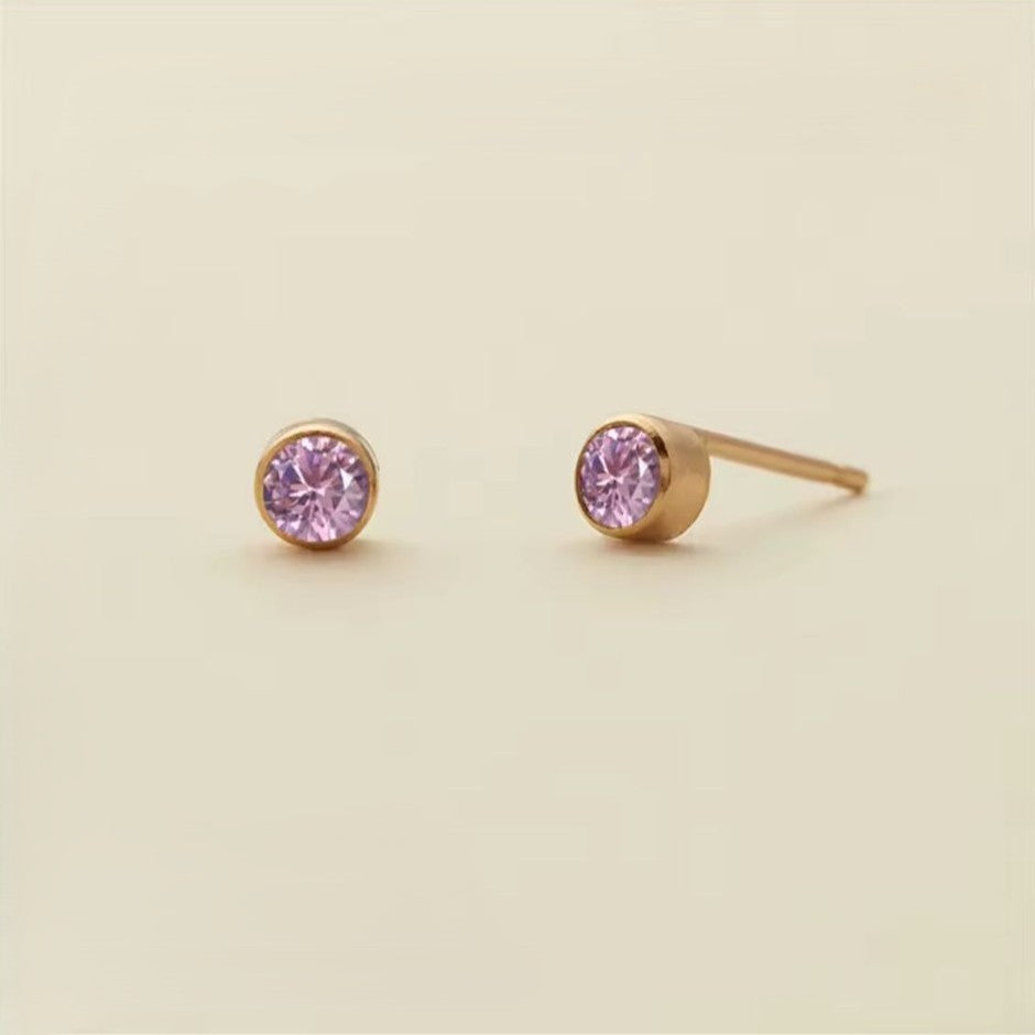 Birthstone Stud Earring – 4mm, 14K Gold Stainless Steel