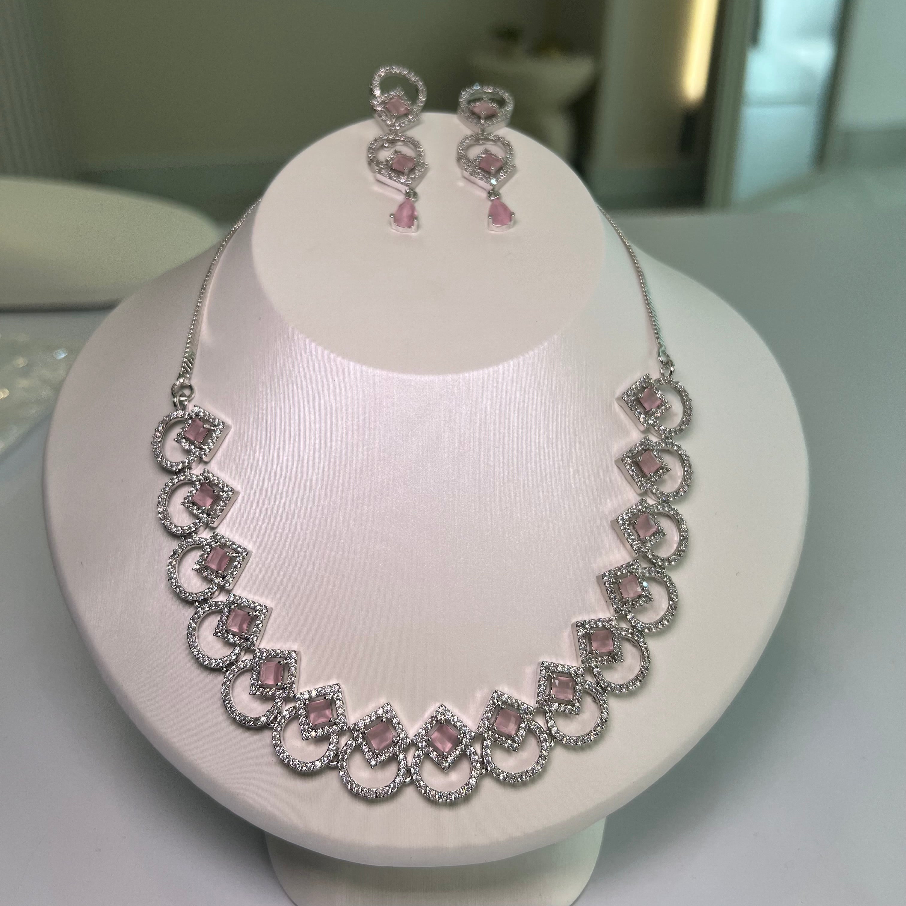 Crystal Wave Necklace and Earrings Set