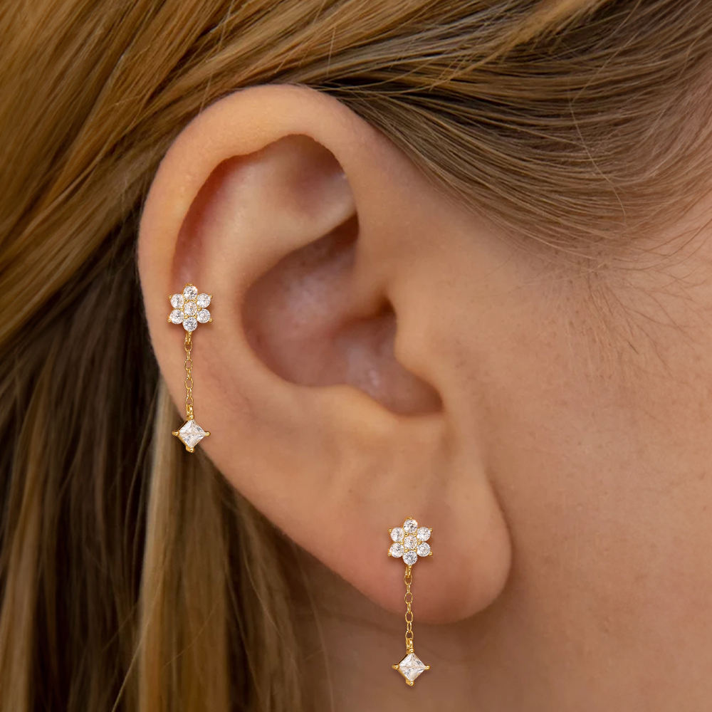 Cartilage / Helix Flat Head Stud Earrings 925 Sterling Silver - Gold Vermeil