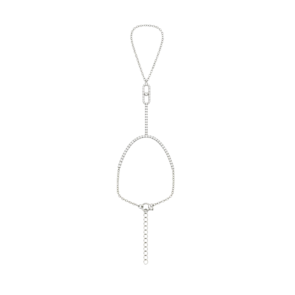 Celeste Diamond Hand Chain Bracelet Silver