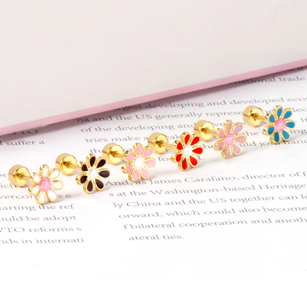 Children’s Flower Studs Flat Back Earrings (All design)