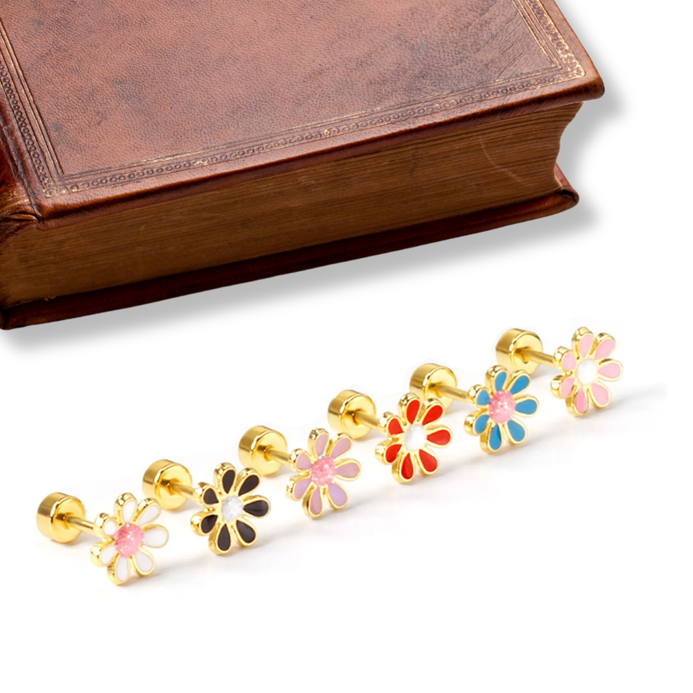 Children’s Flower Studs Flat Back Earrings (All designs)