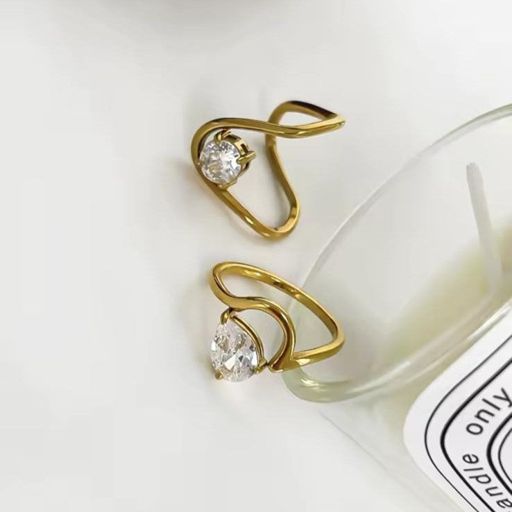 Circular & Teardrop Gold Stainless Steel Rings