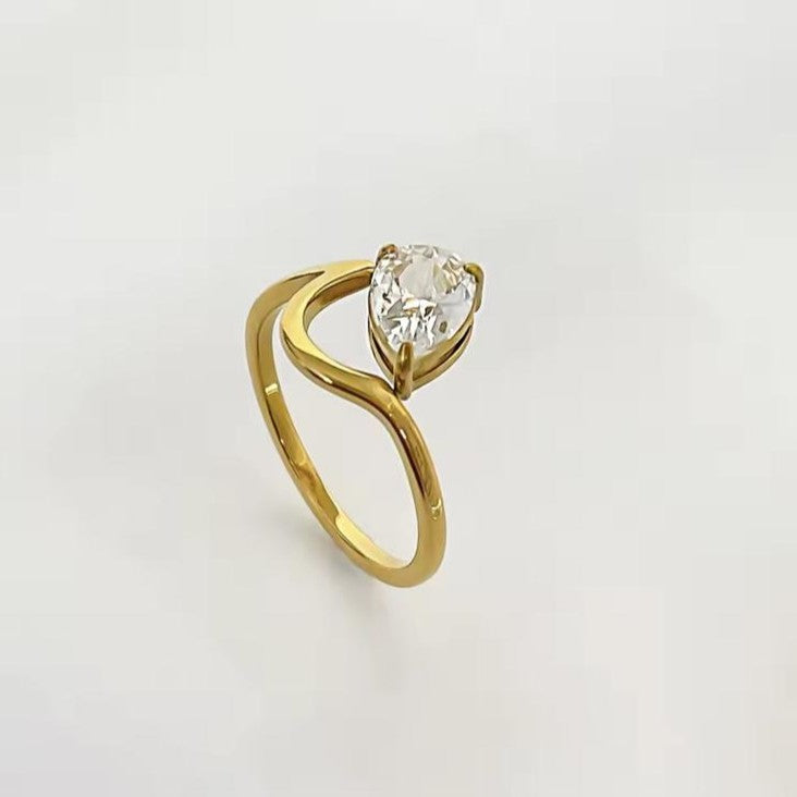 Circular & Teardrop Gold Stainless Steel Rings