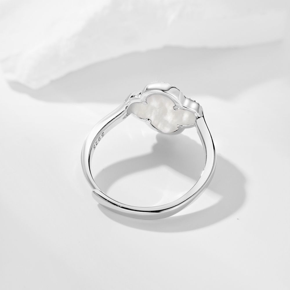 Clover Ring 925 Sterling Silver (Black/White) adjustable