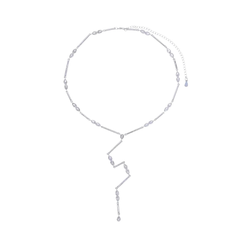 Crystal Link Necklace 35+10cm (Silver)