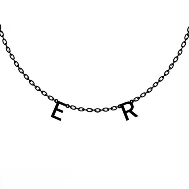 Necklace with 'ER' initials on a white background