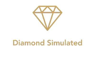 Icon of diamond with the text 'Diamond Simulated' on a white background