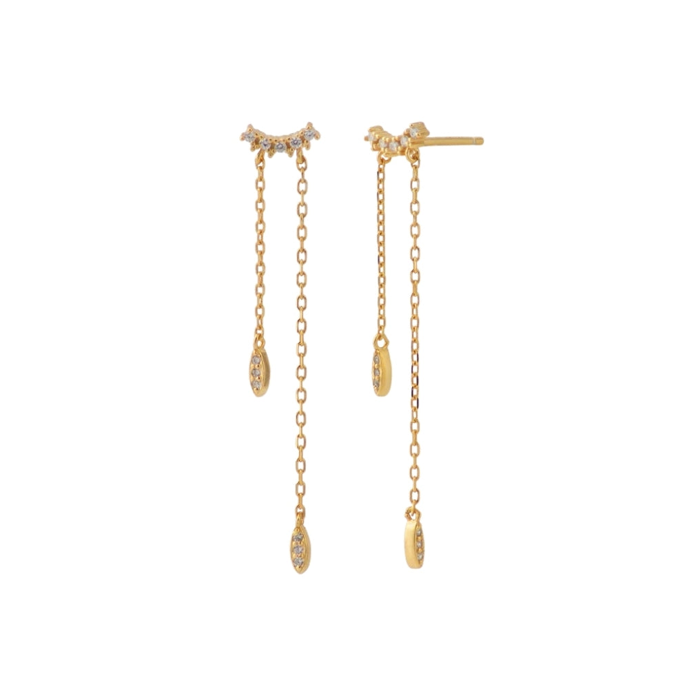 Double Chain Pendant Earrings (Gold)