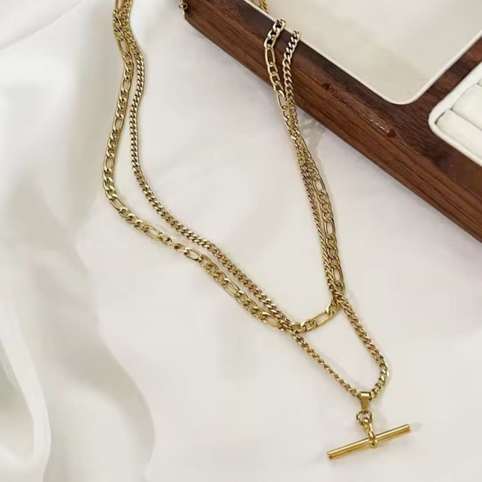 T-Bar Cuban Necklace – Stainless Steel, Single or Double Chain
