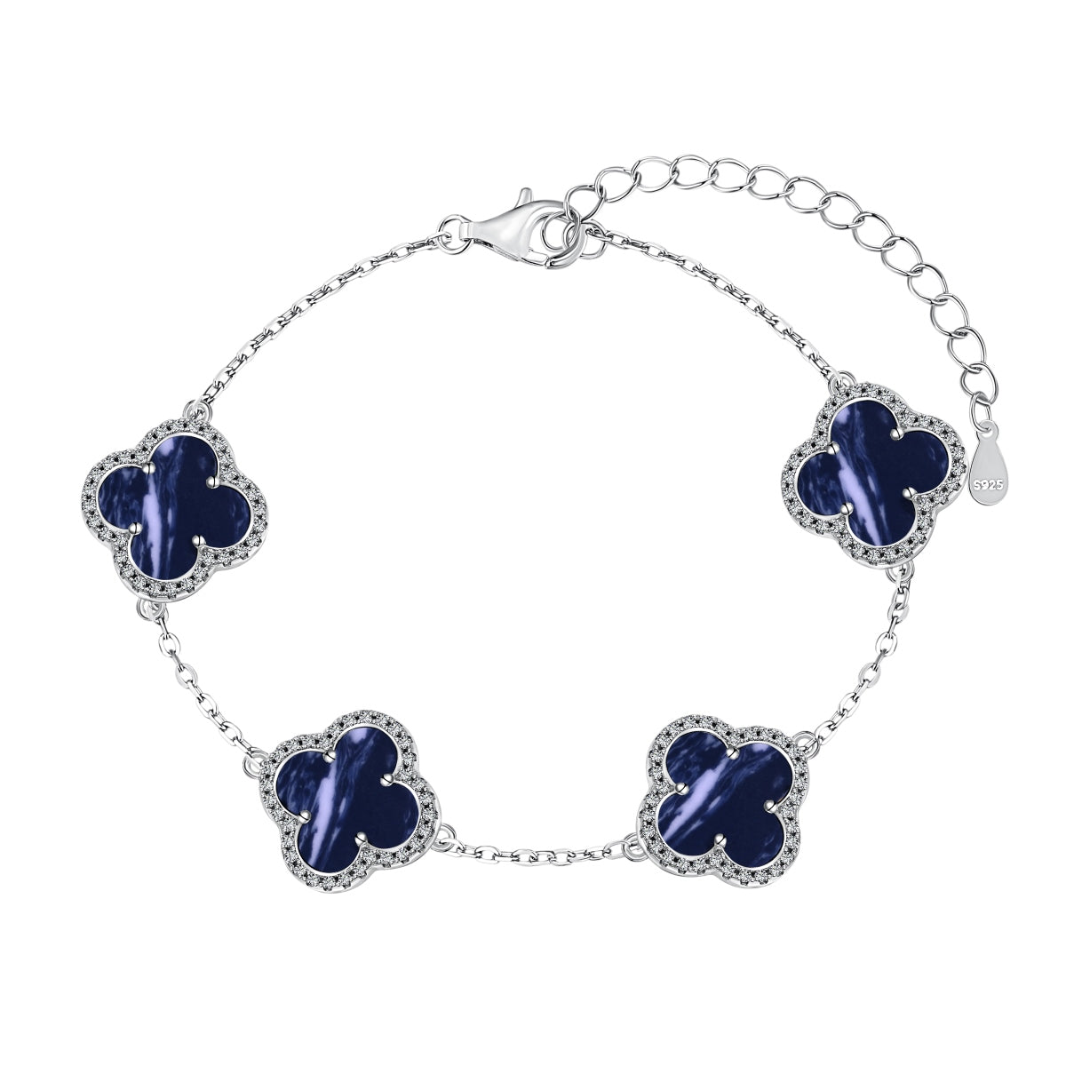 925 Sterling Silver Grande Large Clover Bracelet - Multi Color