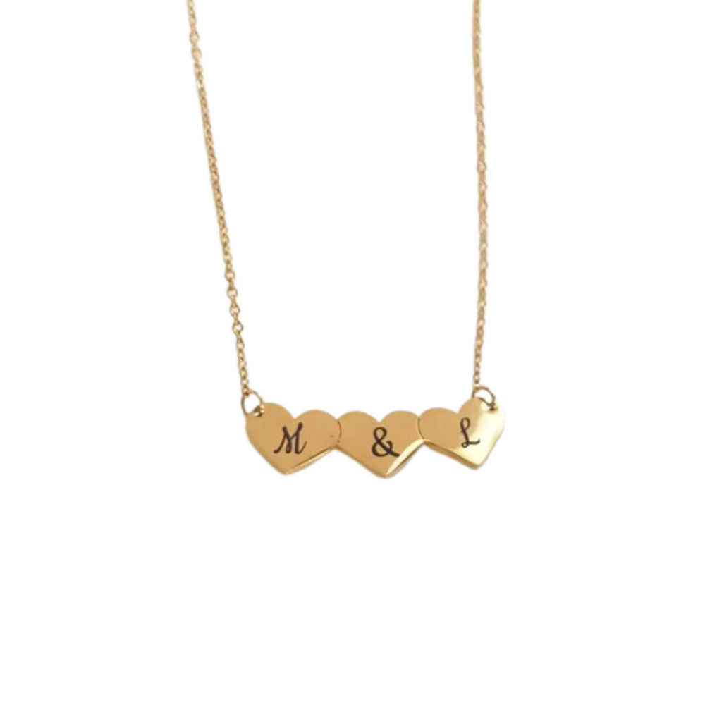 Engraveable Heart Necklace Gold Stainless Steel (Add upto 5 names)