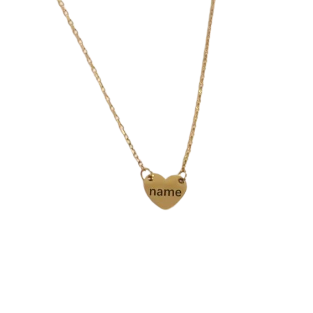 Engraveable Heart Necklace Gold Stainless Steel (Add upto 5 names)