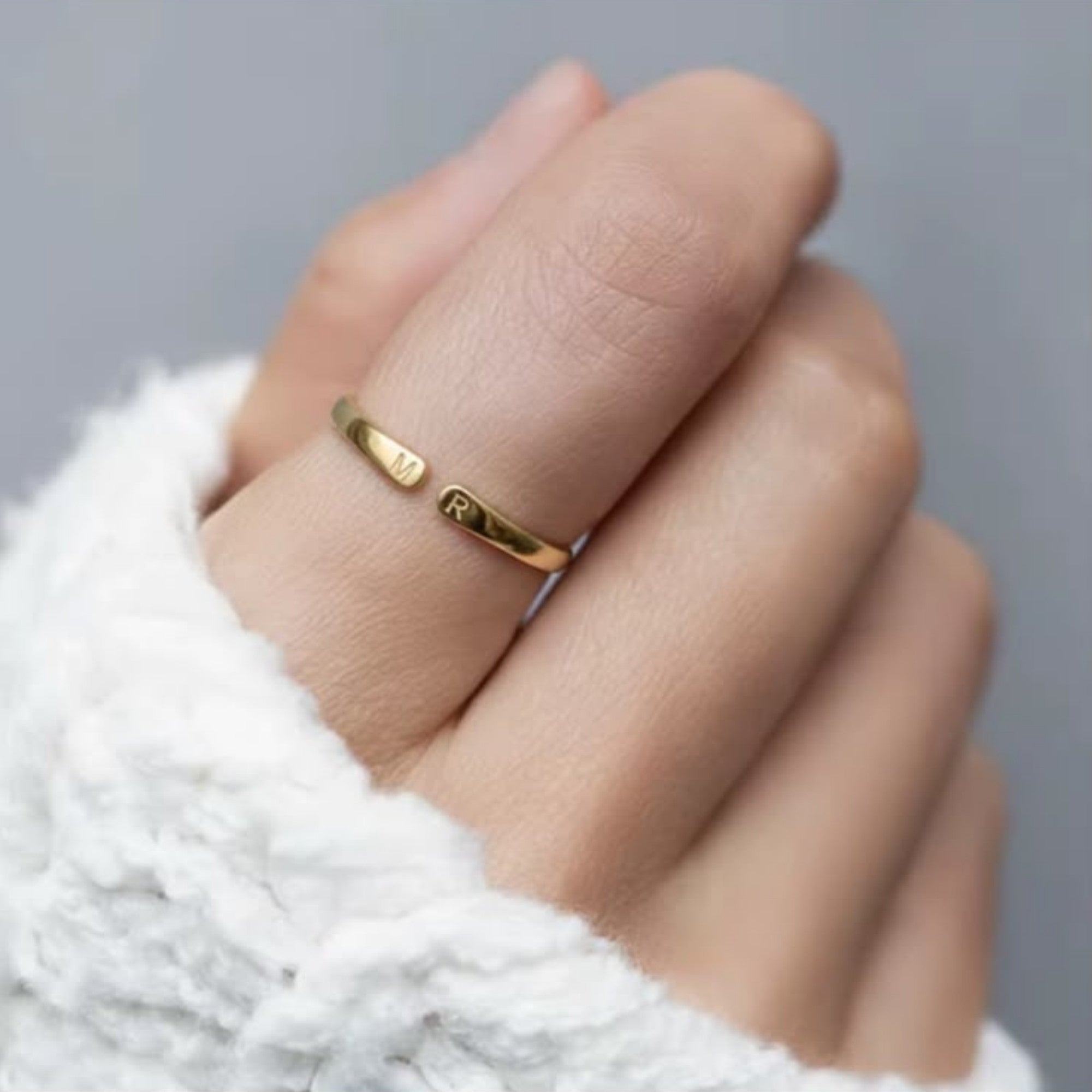 Engraveable Double Initial Ring (Gold)