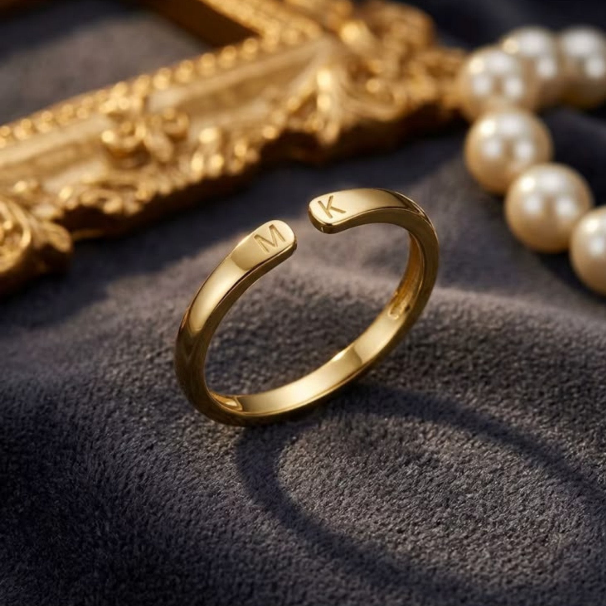 Engraveable Double Initial Ring (Gold)