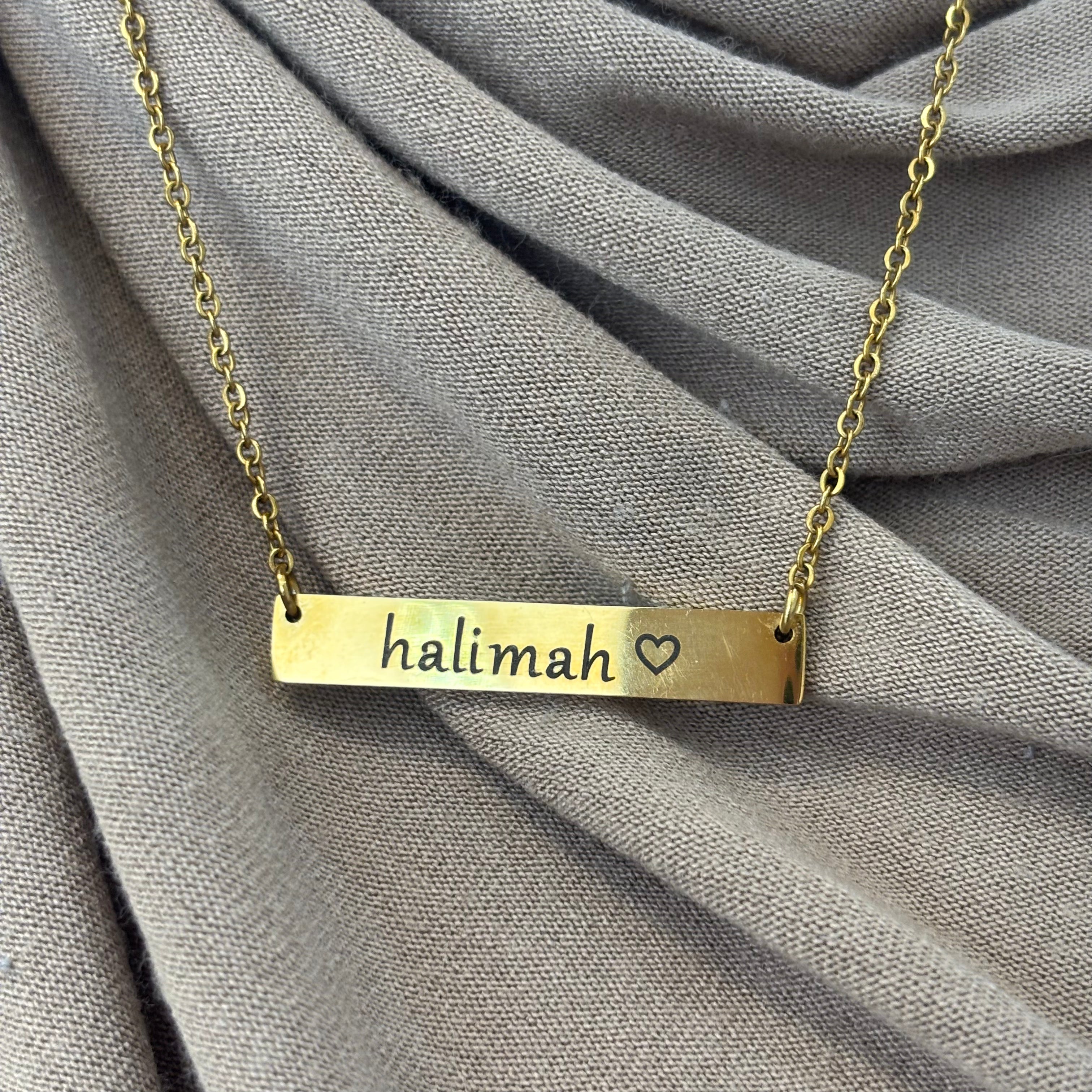 Engraved Horizontal Bar Necklace (1 side)