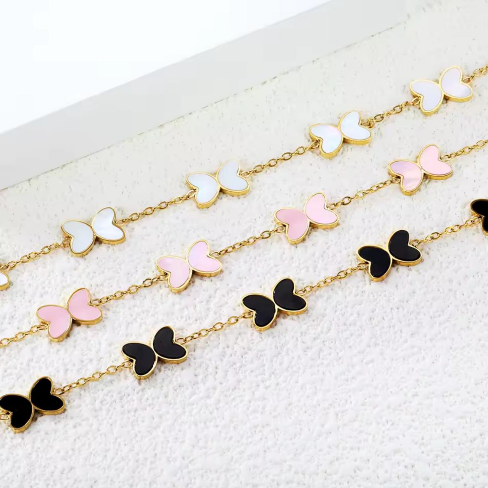 Girl's Butterfly Bracelet – Pink/Black/White